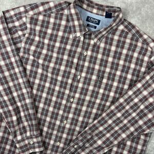 Chaps Button Down Men's 2XB Big Red‎ Easy Care Stretch Performance Check Preppy